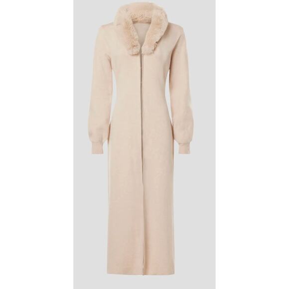 Ashley Park x RTR Cardigan Womens Small Long Faux Fur Off White Midi Sweater - Picture 2 of 13